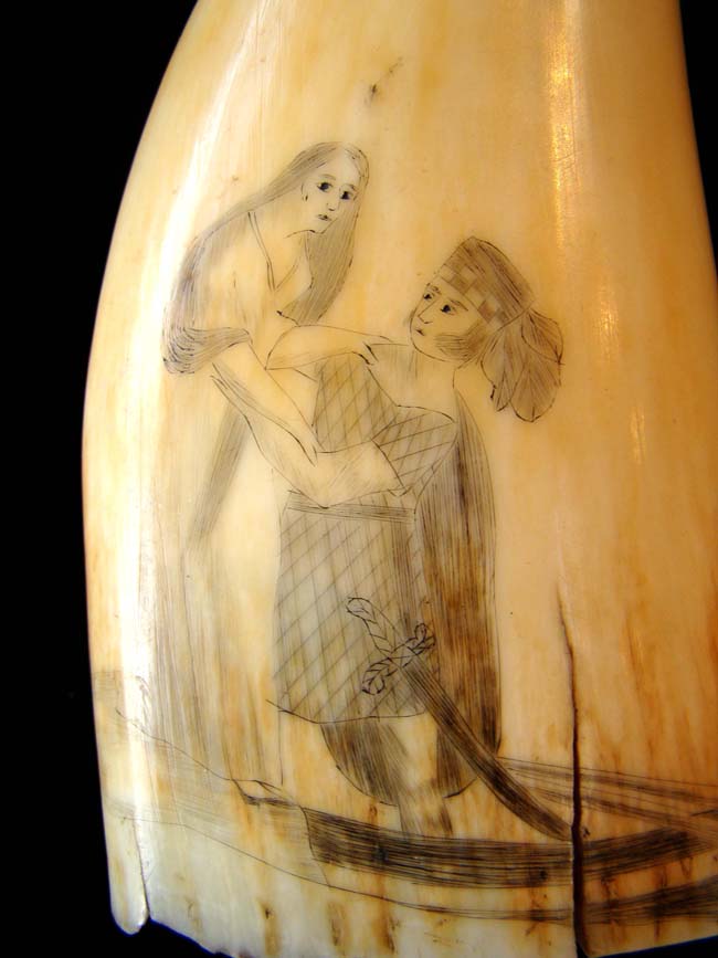 A beautiful pair of 19th century scrimshawed whale's teeth — image 2